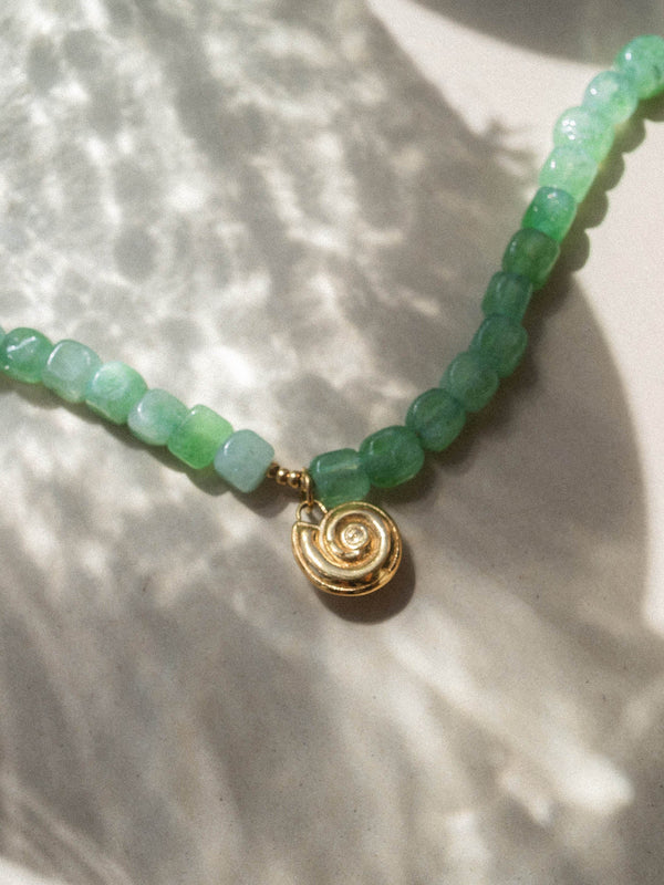 Sundial Shell Jade Necklace