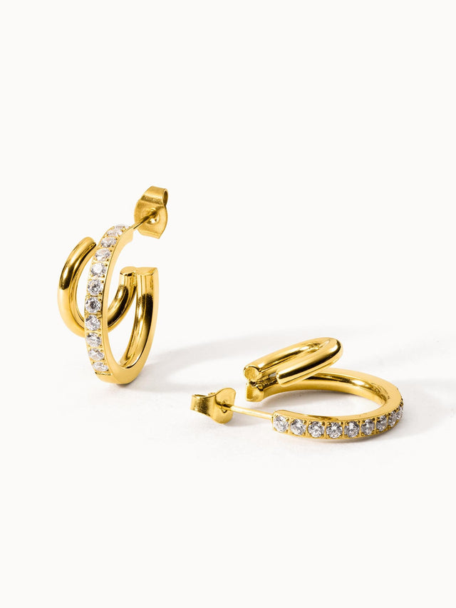 Double Glitter Oorbellen