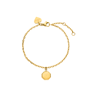 PURELEI Beloved Armband aus goldvergoldetem Edelstahl mit achteckigem Anhänger, elegant und zeitlos.