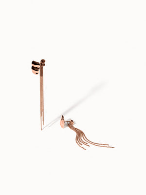 PURELEI Allure Ohrringe in Roségold mit organischem Stecker und filigranen Kettensträngen, elegant & feminin.