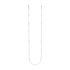 PURELEI Alima Brillenkette aus silberner Kette mit schimmernden Keshi-Perlen, elegant und beachy calm.