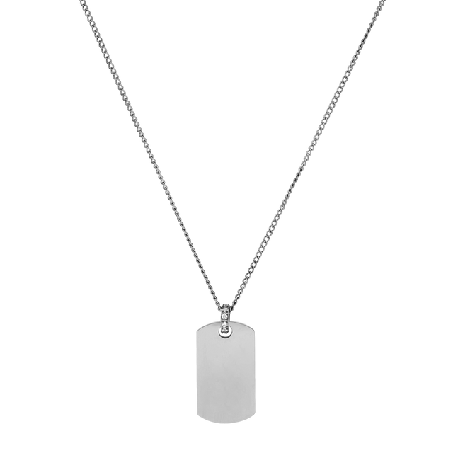 Plate Charm Kette aus nickelfreiem, silbernem Edelstahl mit schlichtem Anhänger, PURELEI-typisch elegant und zeitlos.