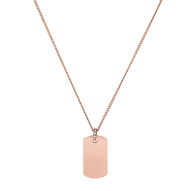 PURELEI Plate Charm Kette in Roségold mit Zirkonia, nickelfrei, elegant und feminin für jeden Tag.
