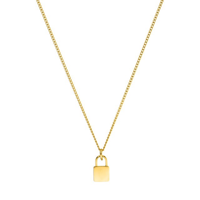 PURELEI Padlock Charm Kette aus 18K vergoldetem Edelstahl, elegant und femininer Island-Spirit in Gold.