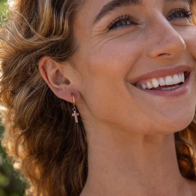 Cross Hoop Earring