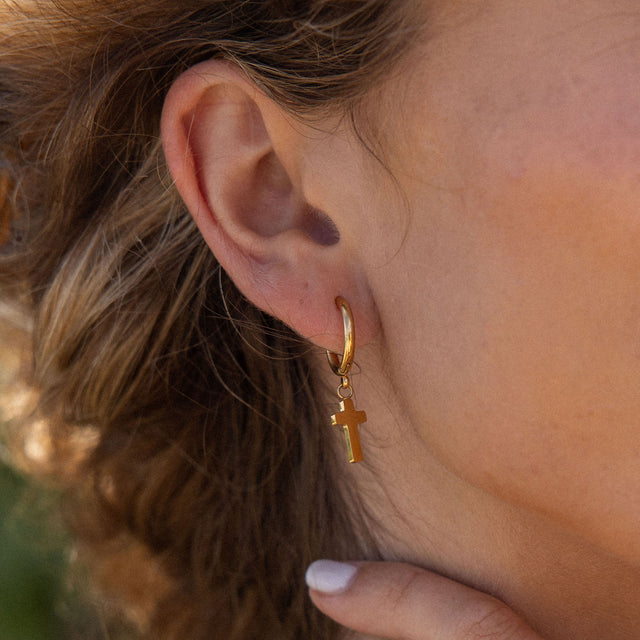 Cross Hoop Earring