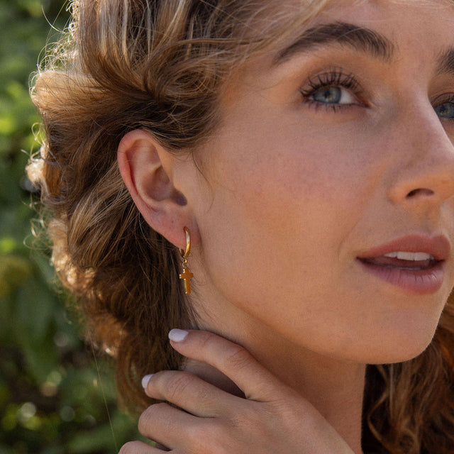 Cross Hoop Earring