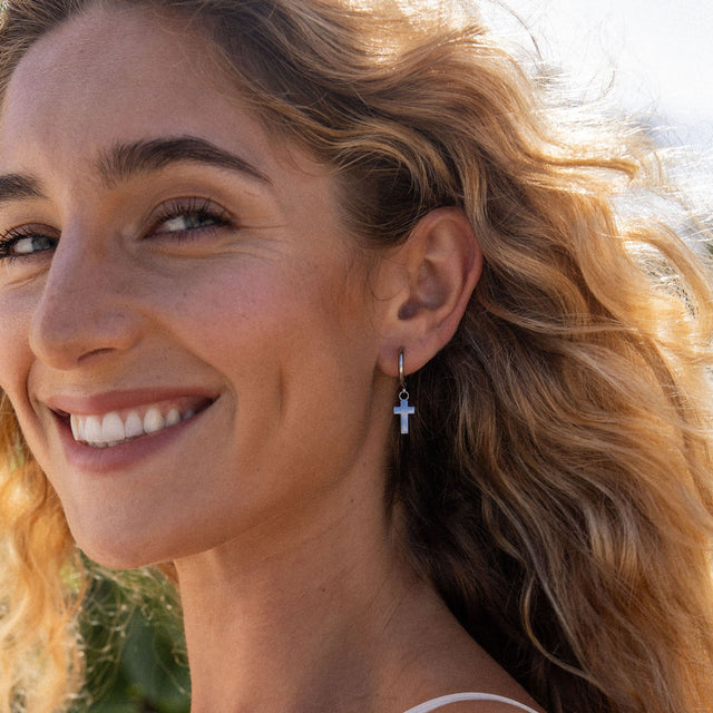 Cross Hoop Earring