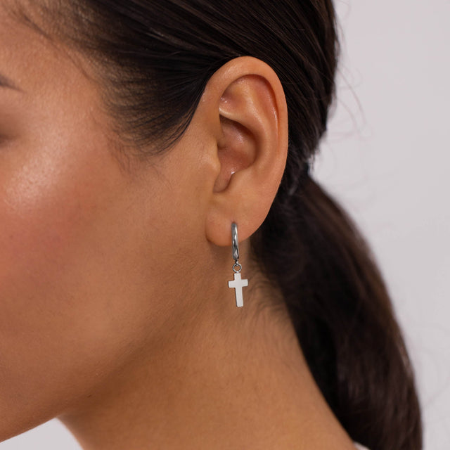 Cross Hoop Earring