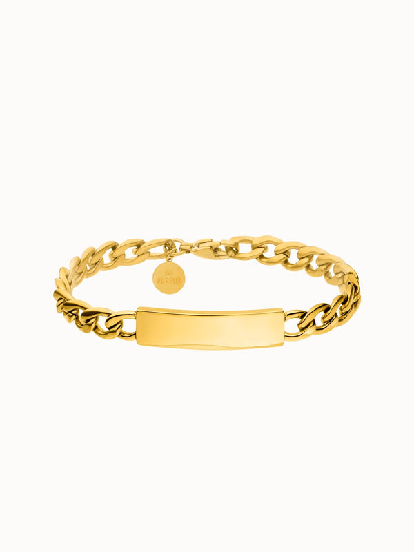 Goldenes Kettenarmband mit glänzendem Plättchen von PURELEI, elegant und modern.