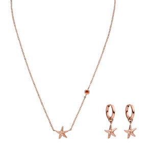 Roségoldene Kette und Ohrringe mit Sternenmotiv von PURELEI, elegant und maritim inspiriert.