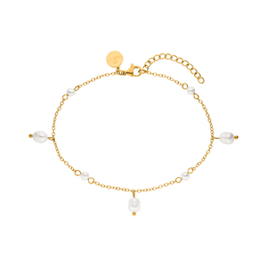 Goldenes Armband mit weißen Perlen, elegant und feminin, von PURELEI.
