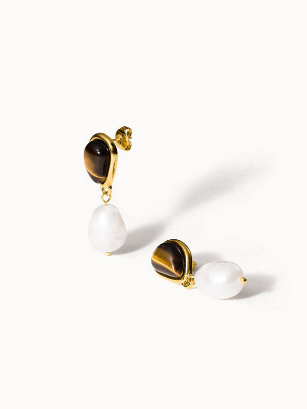 Tiger's Eye Pearl Earring