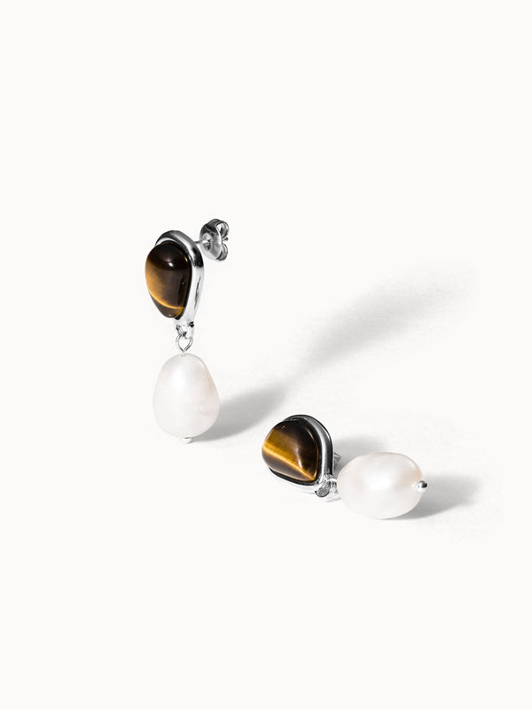 Tiger's Eye Pearl Earring