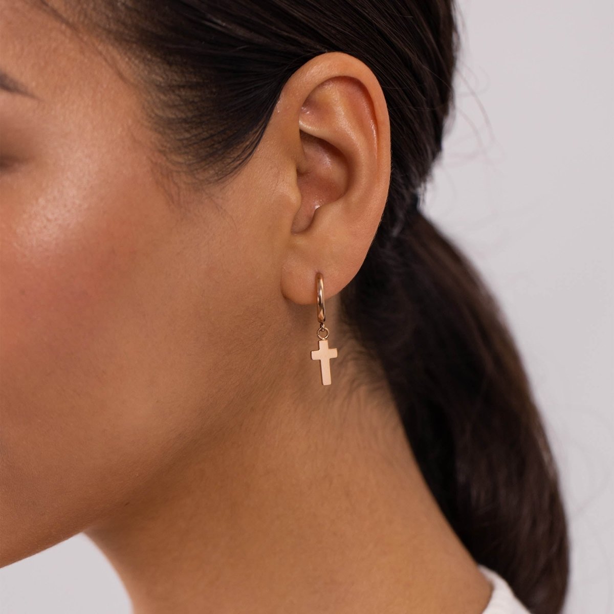 Cross Hoop Earring - INT PURELEI
