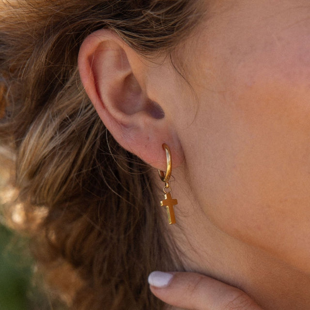 Cross Hoop Earring - INT PURELEI