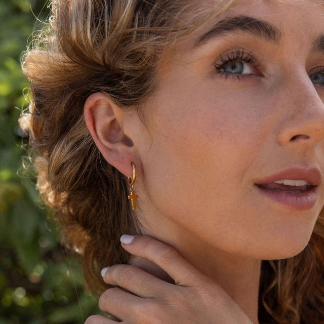 Cross Hoop Earring - INT PURELEI