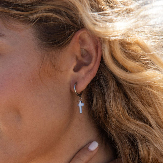 Cross Hoop Earring - INT PURELEI